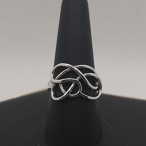 Unique Intertwined‎ 925 Sterling Silver Ring with Adjustable Band (NWOT)